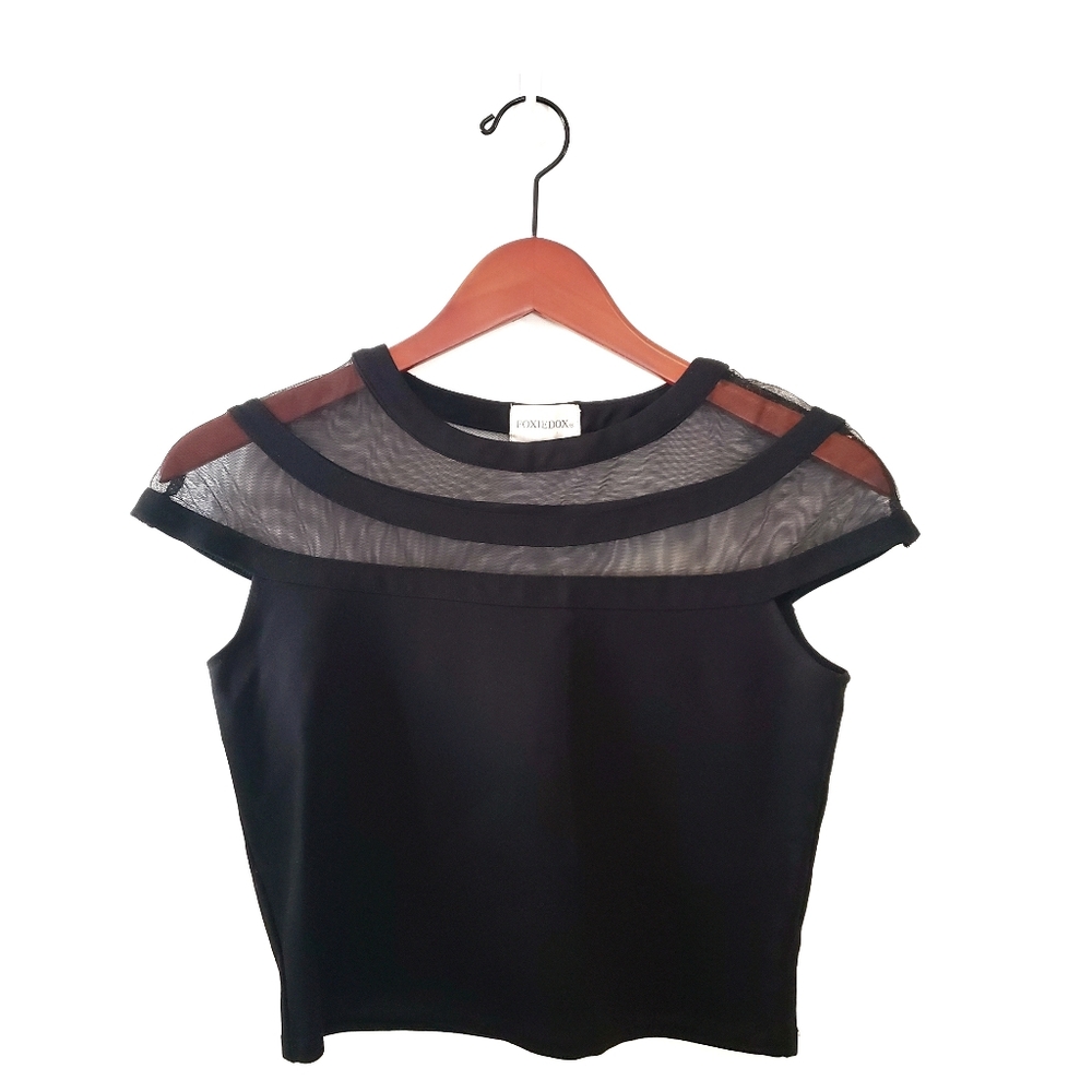 Nasty Gal Foxiedox Leanna Black Crop Top Mesh Detailing Size Medium